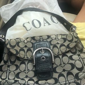 Medium black & grey Coach purse